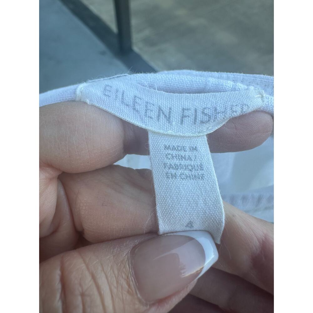 Eileen Fisher Women White Organic Linen Bermuda Shorts Sz S Casual Summer Travel - Picture 8 of 12